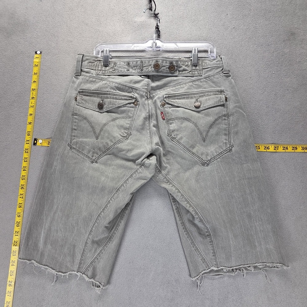 Vintage Levis Engineered Shorts Mens 32 Gray Cinch Back Twisted Jorts Jeans Raw